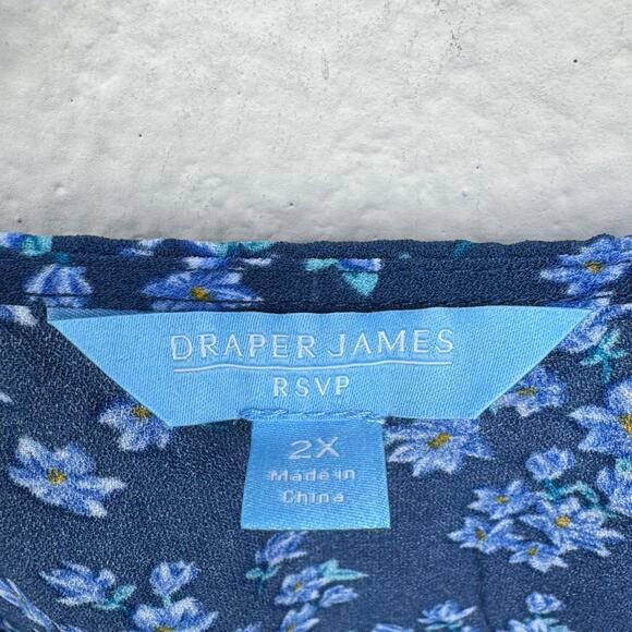 Draper James RSVP 2X Blue Floral  Bodysuit NWT $58 V-Neck Plus Size - Picture 2 of 10